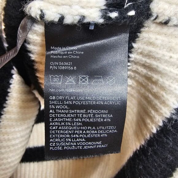 H&M Rib Kint Half Zip Sweater in Cream Striped - Size S - Picture 8 of 10